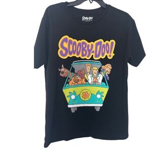 Scooby-Doo Mystery Machine Graphic T-Shirt Black Cartoon Gang Mens Large